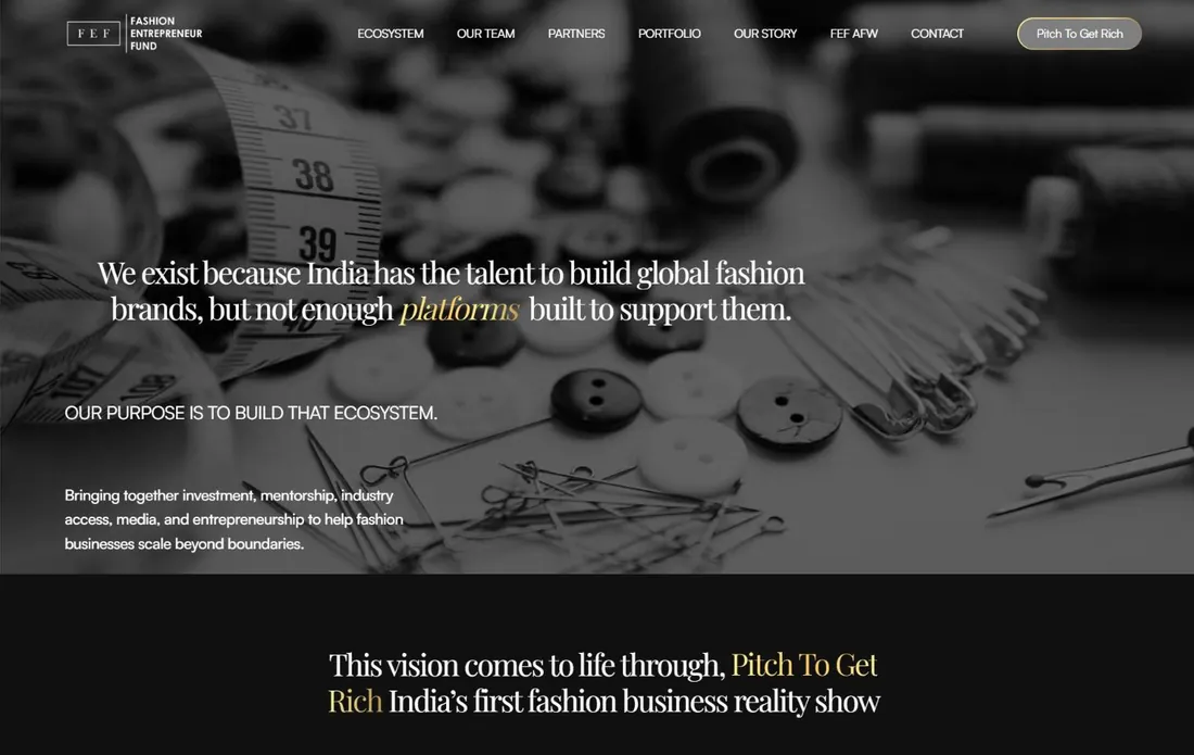 Fashion Entrepreneur Fund website home page