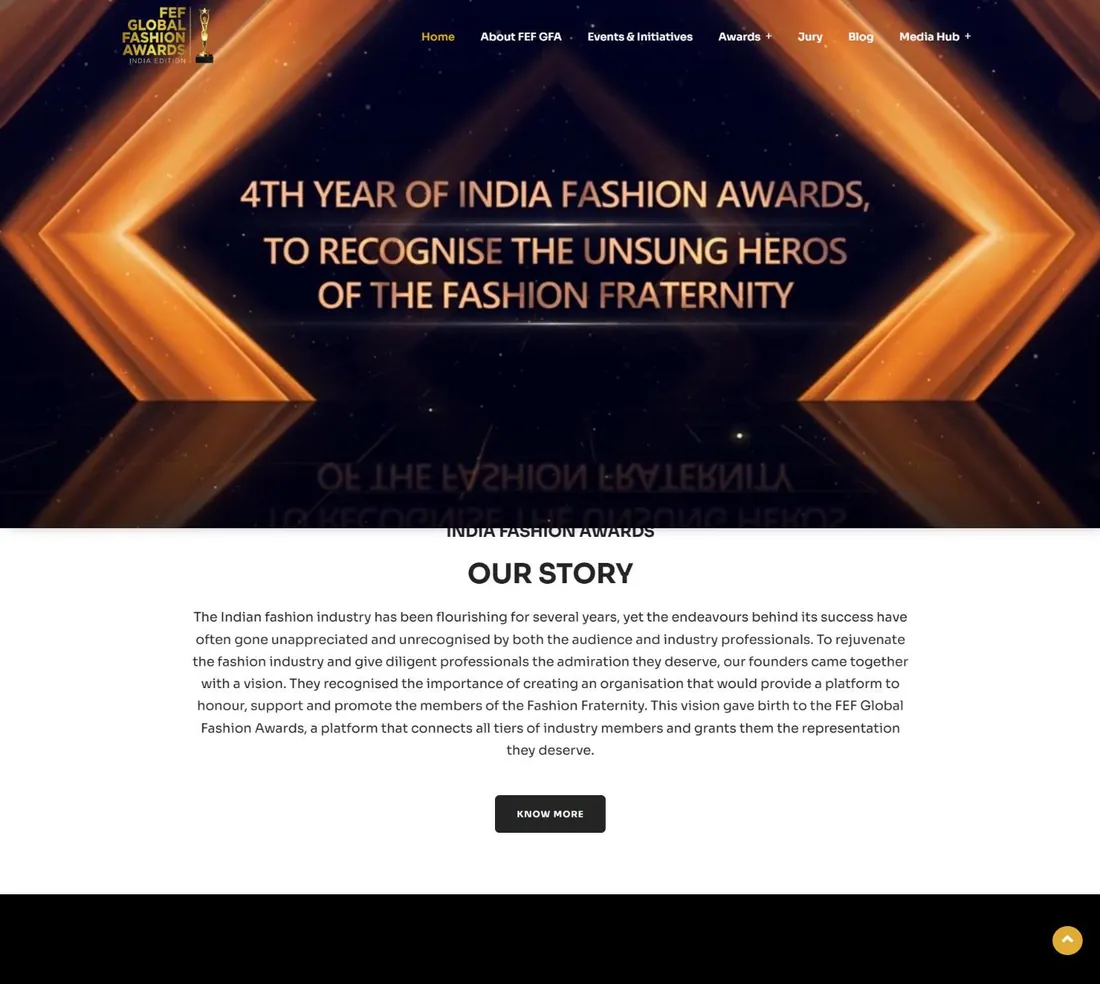 FEF Global Fashion Awards website home page